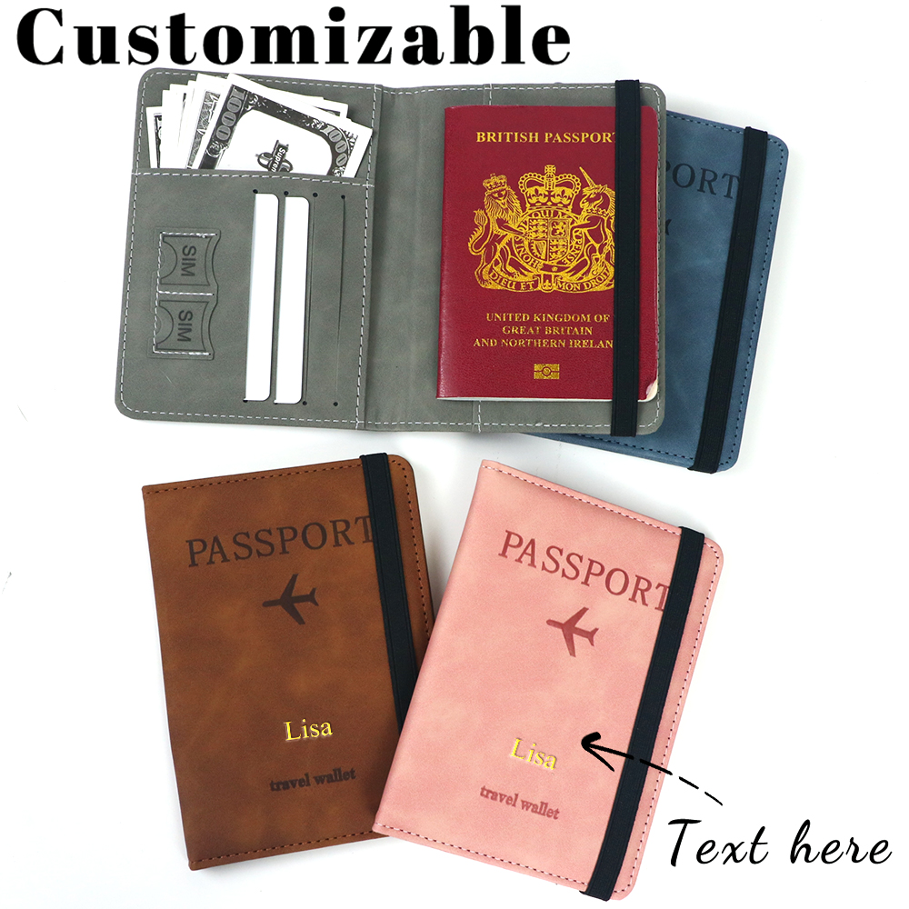 Passport Wallet Rfid - Customized Name PU Leather Card Case