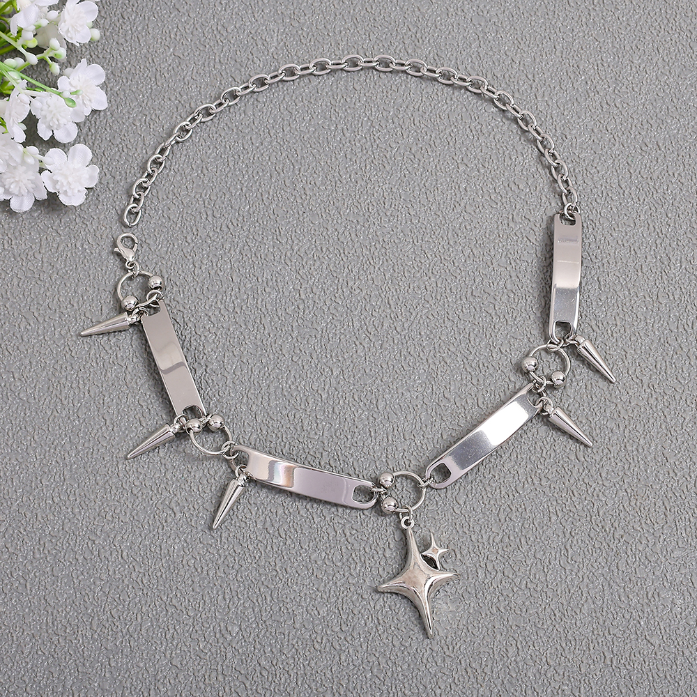 Men Accessories In Silver - Punk Style Silver Spiked Star Pendant