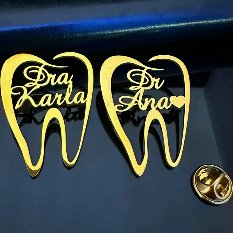 Men Accessories Kit - 1PC Customized Teeth Dentist Name Brooch
