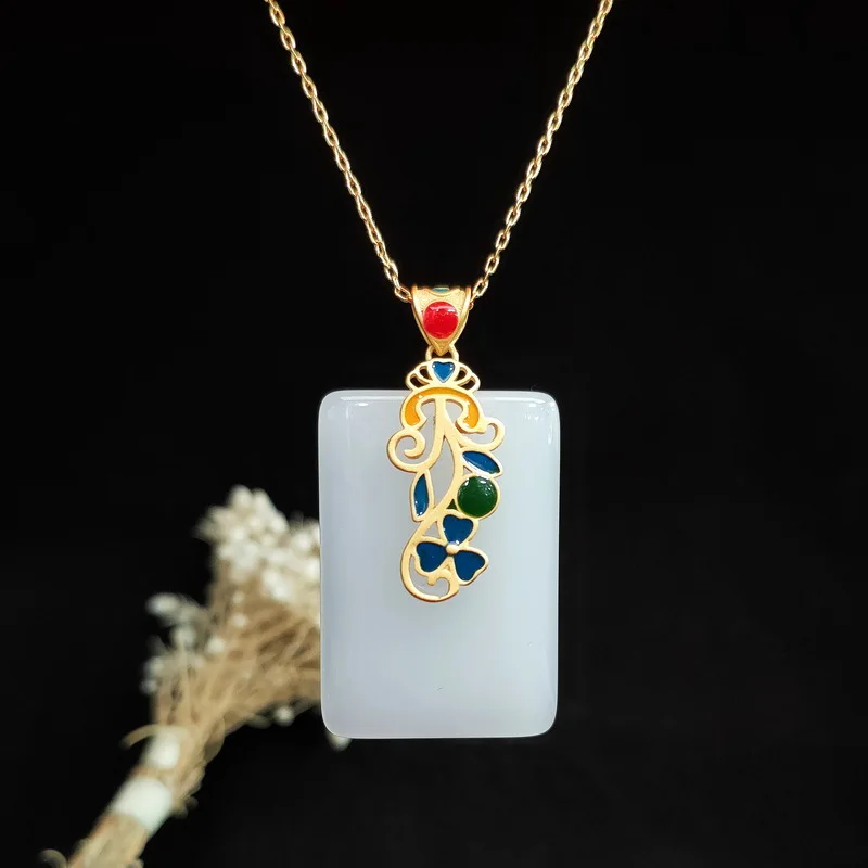 Jade Pendant Necklace Amulet C - Men Accessories In Silver reseña y precio