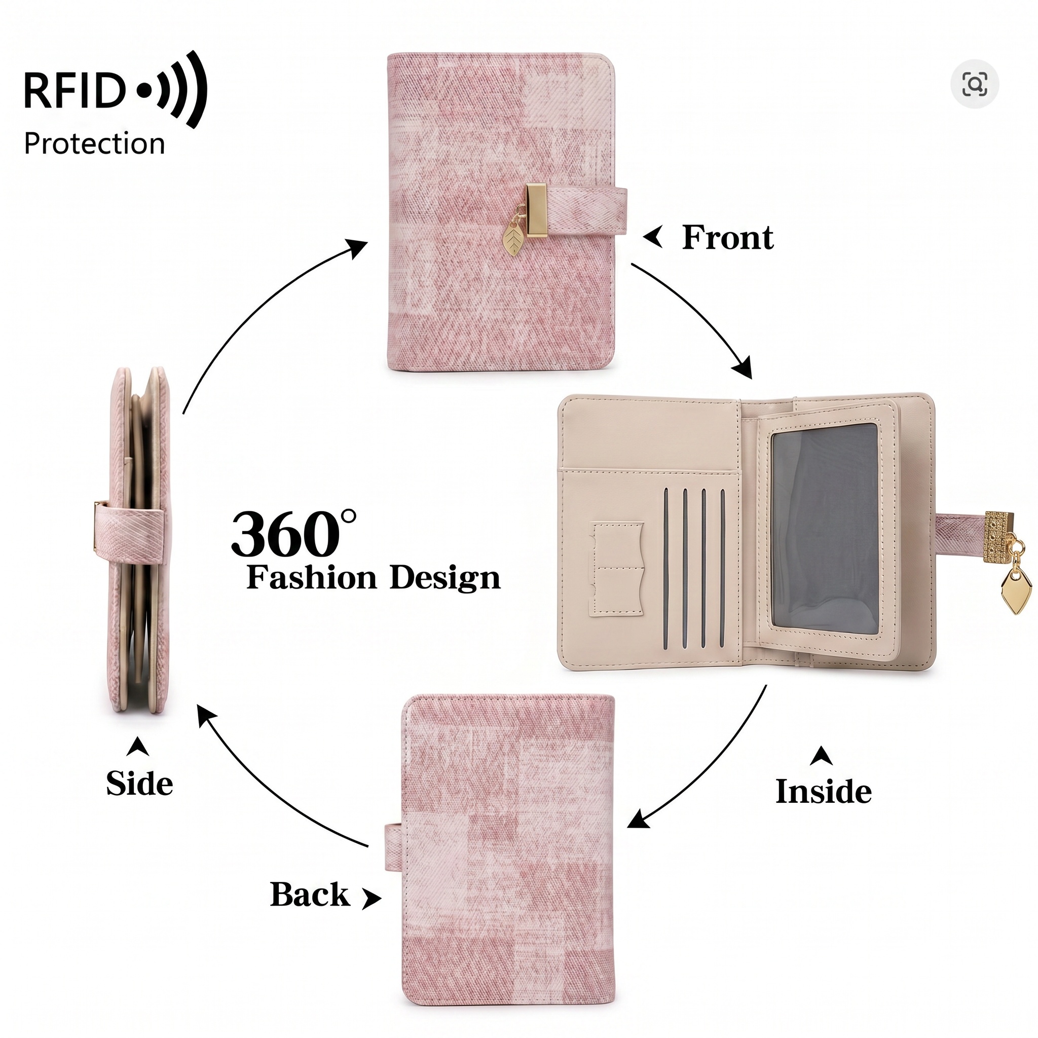 Pomelo Best Pink Plaid RFID Bl - Passport Wallet Rfid reseña y precio