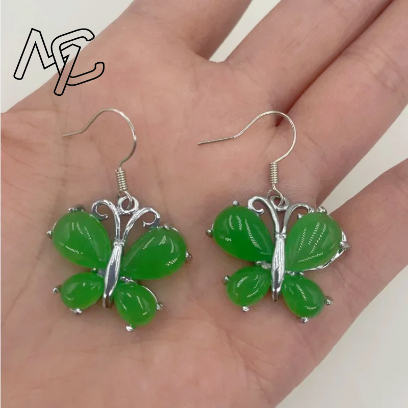 S925 Silver Green Jade Butterf - Men Accessories In Silver reseña y precio