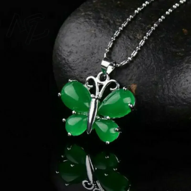 S925 Silver Green Jade Butterf - Men Accessories In Silver reseña y precio