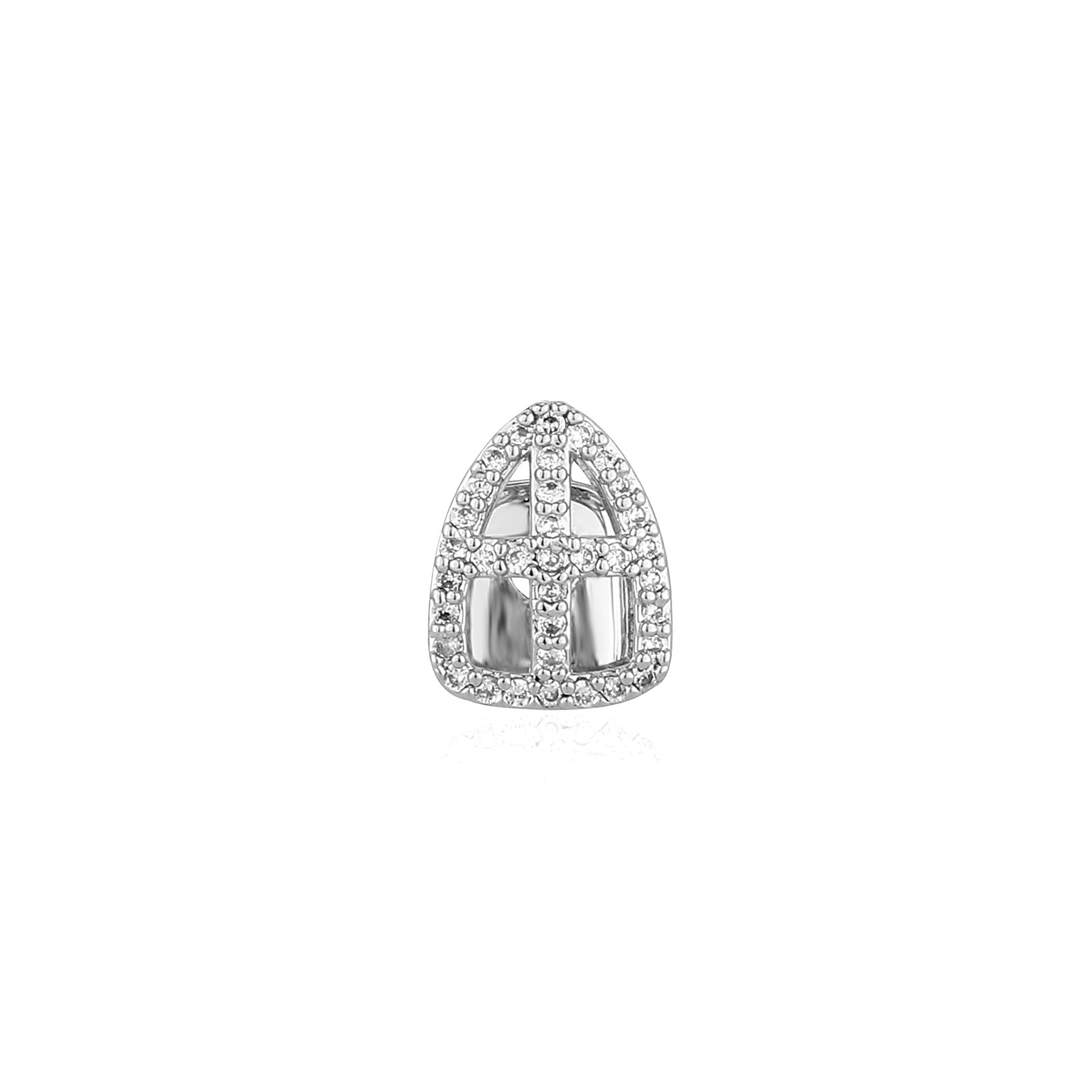 Hollow Iced CZ Single Tooth Gr - Men Accessories In Silver reseña y precio
