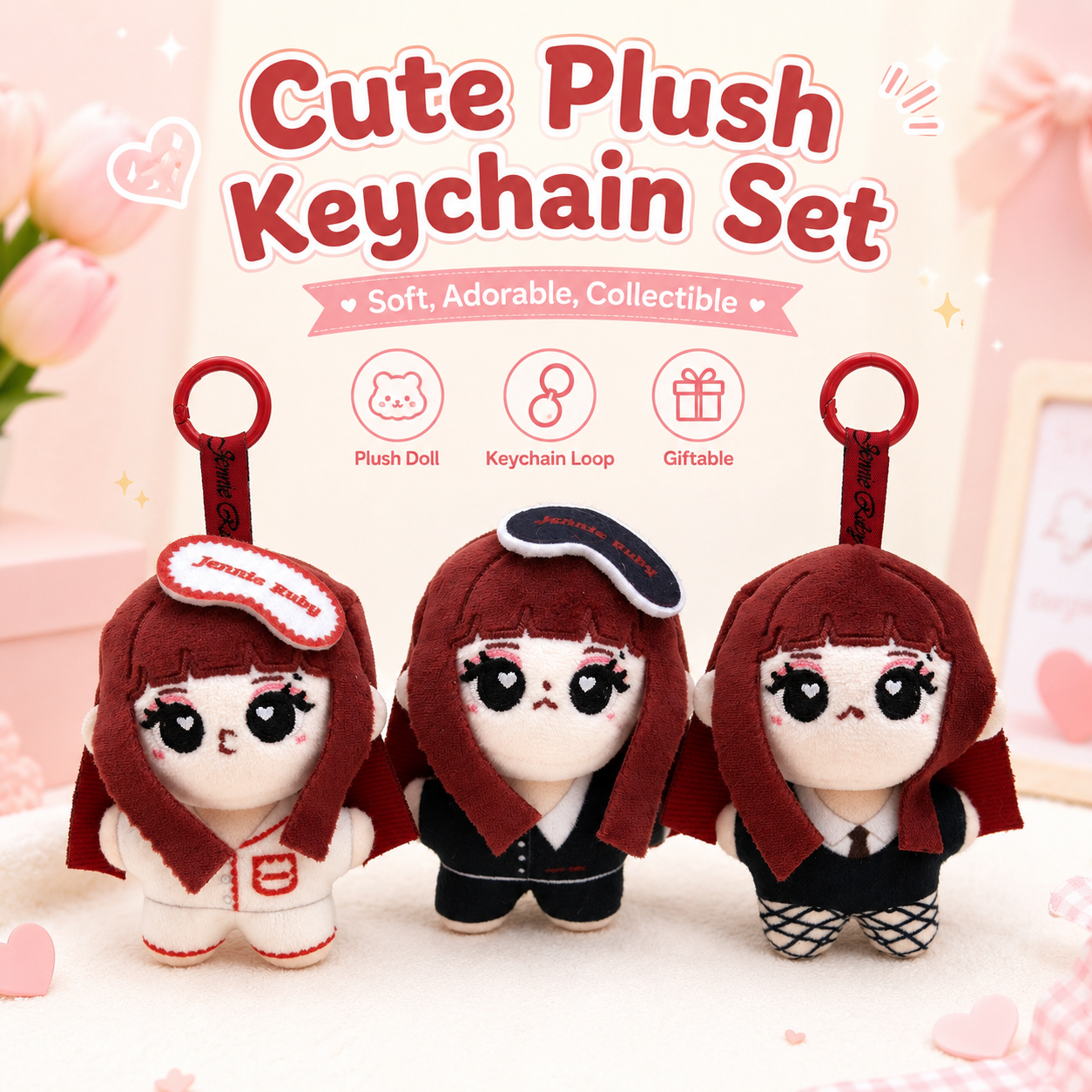 Cute Jennie Ruby Plush Keychai - Men Keychain Accessories reseña y precio