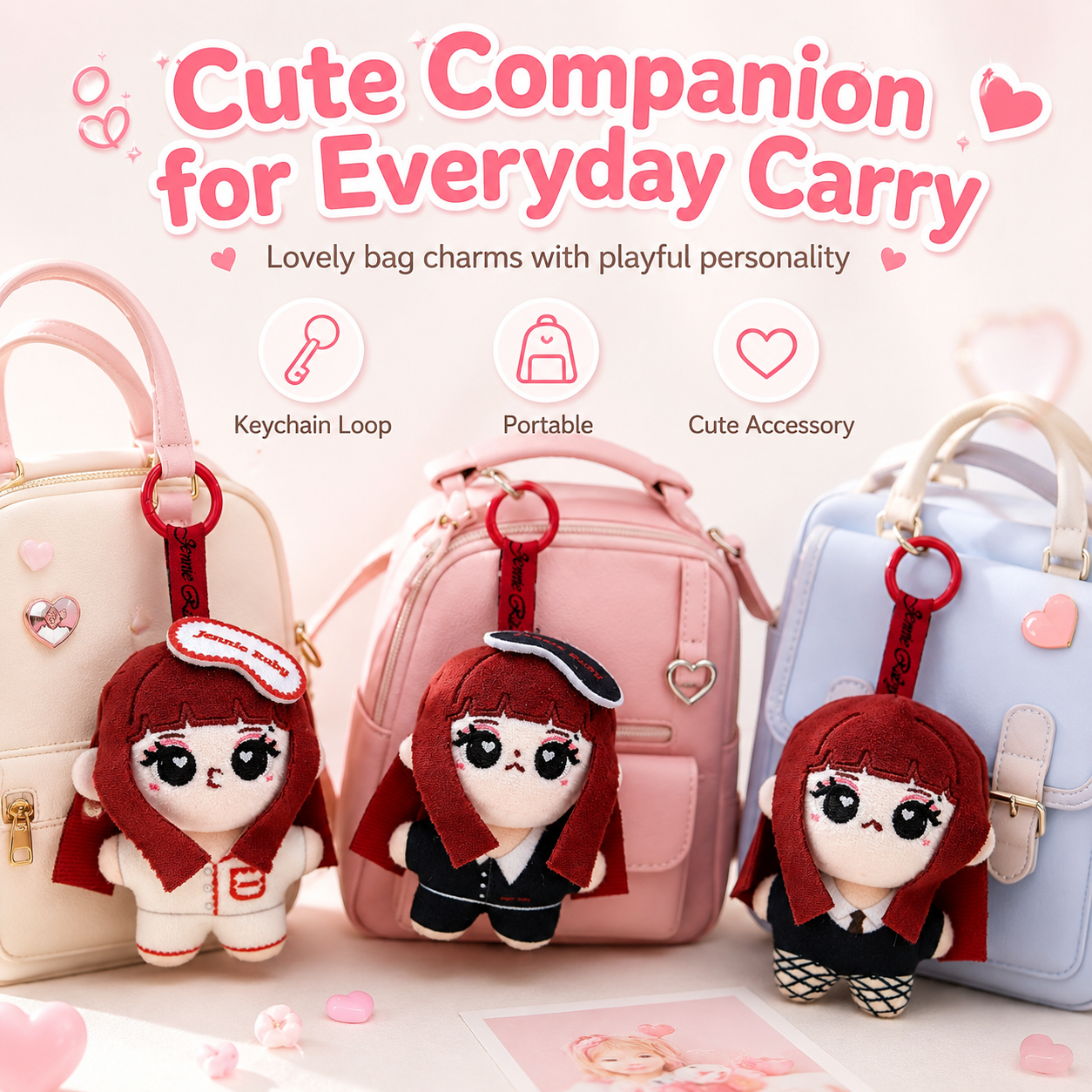 Cute Jennie Ruby Plush Keychai - Men Keychain Accessories reseña y precio